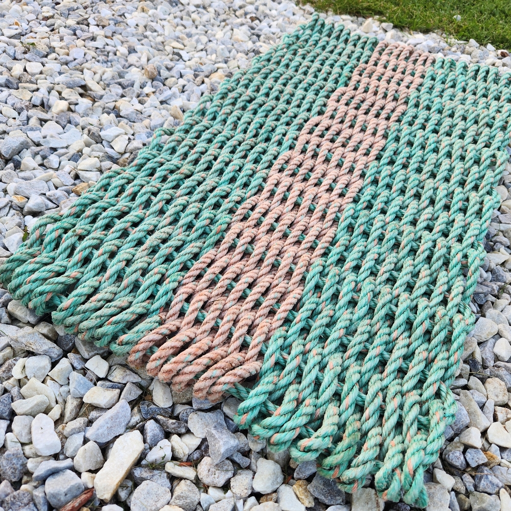 Salmon And Teal Lobster Rope Rug